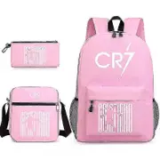 Fashion Cr7 3pcs Sets Backpack Mochila New Students Capacity School Bags Bookbag Travel Bag 1 Only satchel