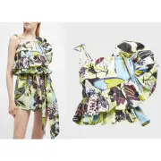 Tanya Taylor Claudette Tie-Shoulder Ruffle Peplum Top MSRP $395