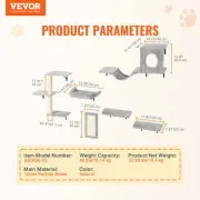 Wall Mounted Cat Shelves Tree Climbing Jump Boards Hammock Set of Six