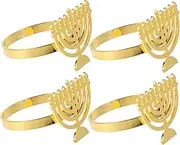 VINTORKY 4pcs Hanukkah Menorah Napkin Elegant Napkin Holders for Jewish Holiday Table Decor Reusable Design for Festive Dinner Parties