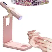 Handheld Mini UV Light for Gel Nails，Portable Nail Lamp with Stand, Rechargeable Mini LCD display screen Nail Dryer，Fast Curing，Suitable for Home DIY Manicure (pink)