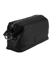 [Dents] Pebble Grain Leather Wash Bag in Charcoal