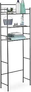 Relaxdays 10037445 Metal Shelving Unit 3 Shelves Toilet Washing Machine Dryer Toilet Overconstruction HBT 165 x 58 x 25 cm Black