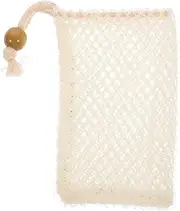 Exfoliating Soap Saver Pouch, Nylon Mesh Soap Bag for Bar Soap, Travel Soap Sack for Shower, Beige, 14x8x4cm