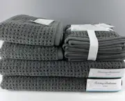 Tommy Bahama Northern Pacific 8 Piece Bath Towel Set Gray Zero Twist NEW