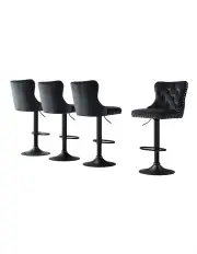 [Artiss] 4x Adjustable Height Nailhead Trim Kitchen Counter Stool in Black