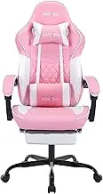 SUKIDA Pink Gaming Chair Massage Gamer Chair Adult Gamers Choice Size Cool Big People, PC Video Game Ergonomic Gamingchair with Footrest, Racing Office Computer Reclining Comfortable Recliner