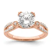 1.50ct. CZ Solid Real 14k Rose Polish 1 1/2ct Round Engagement Dia Ring