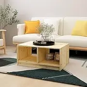Solid Firwood Coffee Table, Living Room Wood Table with Storage, Modern Center Sofa Tables for Fruit Bowls & Decor, 75x50x33.5 cm
