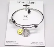 Unwritten Stainless Steel Adjustable Bangle Bracelet Initial Q Charm Crystal $55