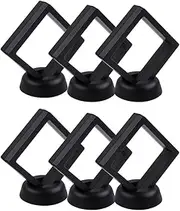 3D Floating Frame Display Case 6Pcs Transparent Coin Storage Box Film Jewelry Display Holder for Shells, Pins, Necklace, Medals (11x11cm)