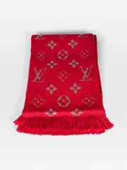 Red Logomania Wool Scarf