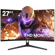 27 Inch FHD 100Hz Curved Monitor for Office&Gaming, 1080P 1800R 100% Srgb Comput