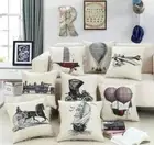 Vintage Style Simple Sketch Sailboat Carriage Train Pillow Case Cushion Cover