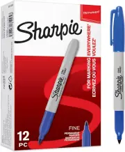 Sharpie Permanent Markers | Fine Point | Blue | 12 Count