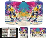 Hockey Card Binder 900 Pockets, Trading Card Binder Sports Card Binder 50 Removable Double Sided Sleeves with Zipper 3-Ring, Hockey Card Holder Baseball Football Soccer Collector Storage Album