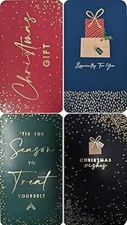 [YLAB] 4 Luxury Christmas Money Wallets with Envelopes – Gold Foil Gift Card Holders – Recyclable – 16 x 9 cm – Festive Glam Designs – Gift Voucher and Cash Wallets – Eco Packaging
