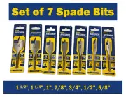 Set 7 Irwin 4" Long 1 1/2" to 1/2" Spade Flat Paddle Drill Bit Speedbor