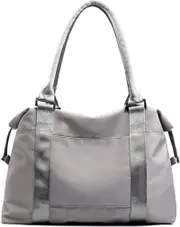 Womens Travel Duffle Bag Nylon Lightweight Shoulder Handbag Sports Tote Gym Bag Weekender Overnight Bag,Grey