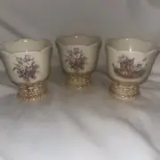 Set of 3 Cracker Barrel Easter Treasures Ceramic Egg Cups Bunny Rabbit Butterfly