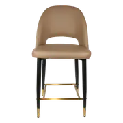 Durafurn 650mm High Taupe Vinyl Semifreddo Counter Stool with Black Metal Legs