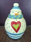 Demdaco Tracy pesche Heartful Home Snowman Cookie Jar Ceramic