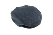 Dents Men's Abraham Moon Herringbone Tweed Flat Cap - Navy - Large