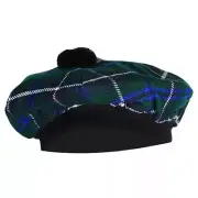 Men's Douglas Blue TAM o' SHANTER Hat Bonnet Beret Balmorals Tartan Tammy Hat