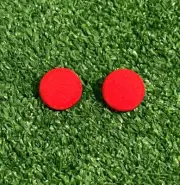 Handmade Button Earrings Stud Solid Bright Red Fabric Retro 80s Style NEW