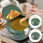 Deep Fryer Pot Carbon Steel Tempura Deep Fryer with Lid Nonstick Frying~