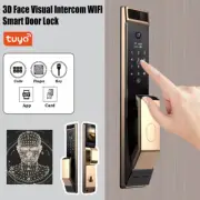 3D Face Smart Door Lock Biometric Fingerprint IC Card Unlock APP Camera NEW