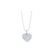 14k White Gold Princess Diamond Heart Pendant 1/2 Cttw