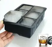 6 Grids Whiskey Silicone Ice Cube Black Tray Mould Giant Square Mold With Lid