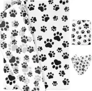 Whaline 100 Sheet Pet Paw Print Tissue Paper White Black Wrapping
