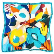 Pukavt 35" Satin Head Scarf for Women Square Ql2-poached Egg Flowers 1 pack