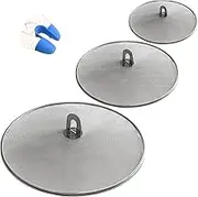 Grease Splatter Screen for Cooking - Skillet Cover Oil Shield Stainless Steel Mesh Sieve Pot Lid with Folding Handle, Silicone Finger Clip (3 pack size: Diameter 10, 11.5, 13 inch)