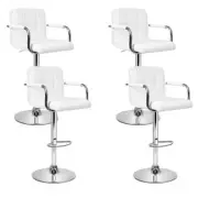 NNEDSZ Set of 4 Bar Stools Gas lift Swivel - Steel and White