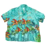 And Now This Mens 5:31 Jerome Lamaar Tropical Camp Snap Button Down Shirt Blue L