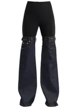 Coperni Flared Denim and Stretch-jersey Trousers - Black - 10 10