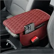 Arm Rest Cover for Car,Leather+Memory Foam Center Console Cover with Storage Bags,Universal Middle Console Cover Car Accessories Interior for Most Car Center Consoles (Red)