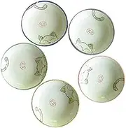 5pcs Ceramics Japanese Cat Seasoning Dishes Sushi Dipping Bowl Appetizer Plate Dessert Plate -3.6"X0.98"