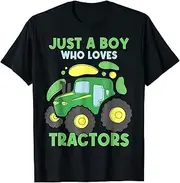 [X.Style] Just a Boy Who Loves Tractors Toddler Funny Tractor Lover ds624 T-Shirt (S) Black