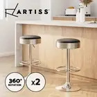 Artiss 2x Bar Stools Kitchen Dining Chairs Leather Padded Stool Gas Lift Silver