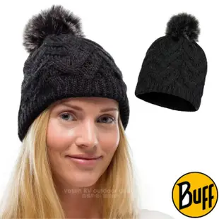【西班牙 BUFF】Lifestyle 系列 CARYN 針織柔軟保暖毛球帽.雪地毛線帽_BF123515 石墨黑