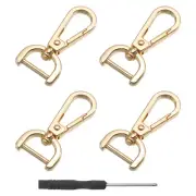 4Pcs Swivel Clasps, 0.6" D Ring Detachable Snap Hook with Screwdriver, Gold