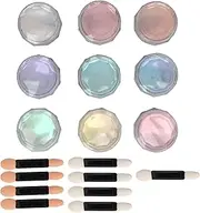 QANYEGN Mirror Effect Nail Powder, Nail Art High Translucent Aurora Powder, 9 Colors Metallic Nail Art Powder with Double Heads Applicator