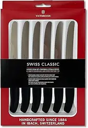 Victorinox Swiss Classic 6-Piece Steak Knife Set, 4-1/2-Inch Serrated Blades with Round Tip