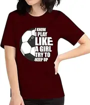 I Know I Play Like A Girl Shirt School College Football Girl T-Shirt