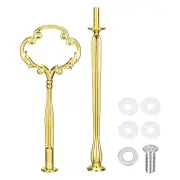 1 Set Cake Tray Stand Handle Plate Hardware Fitting, 2-Tiers Flower Gold