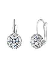 Rachel Glauber Rhodium Plated CZ Drop Earrings